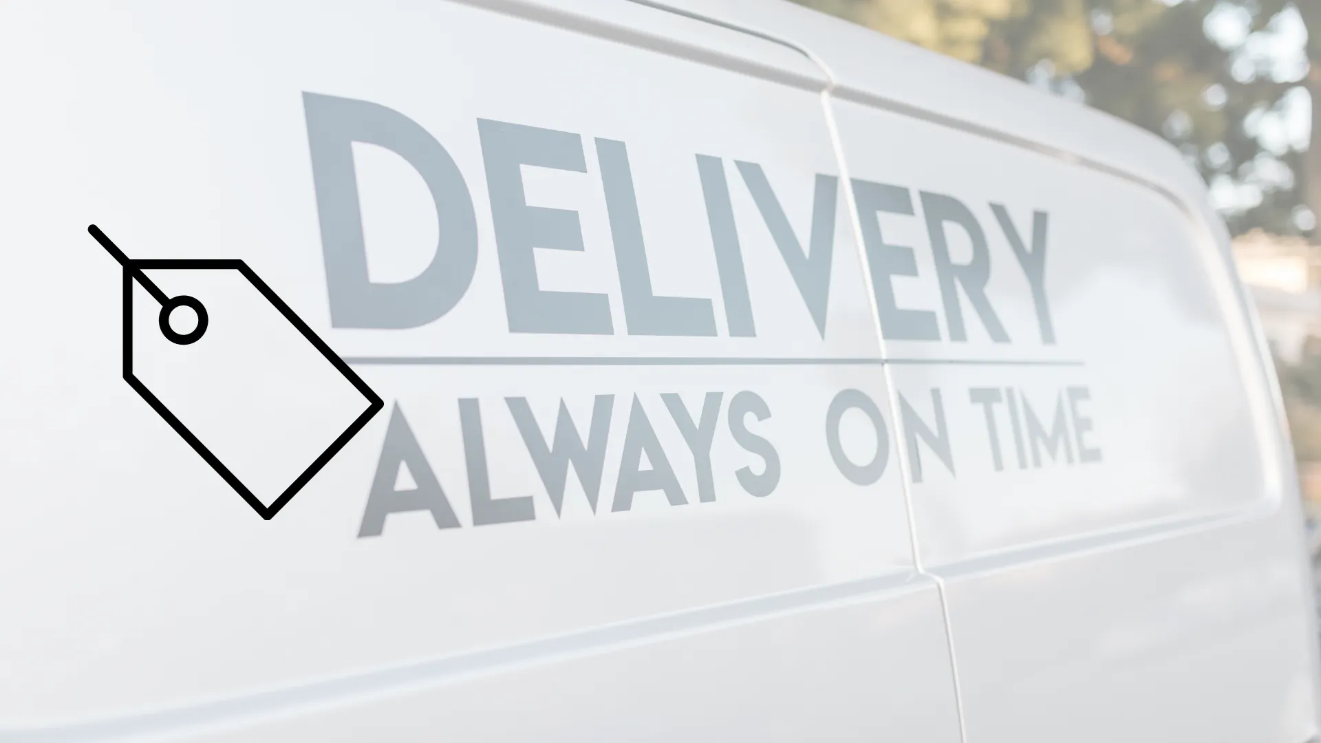 Camioneta de empresa de 'delivery" con un eslogan en el costado