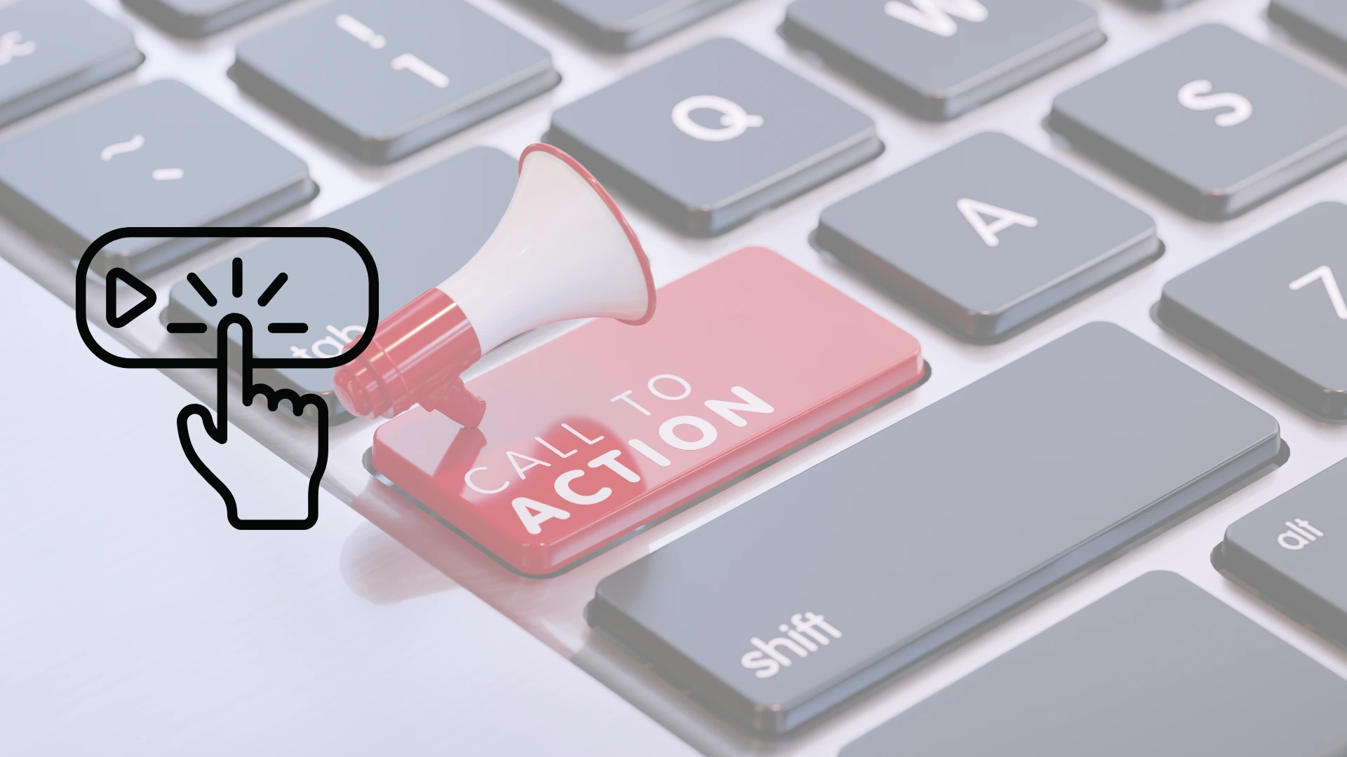 Teclado de laptop con un botón que dice "call to action"