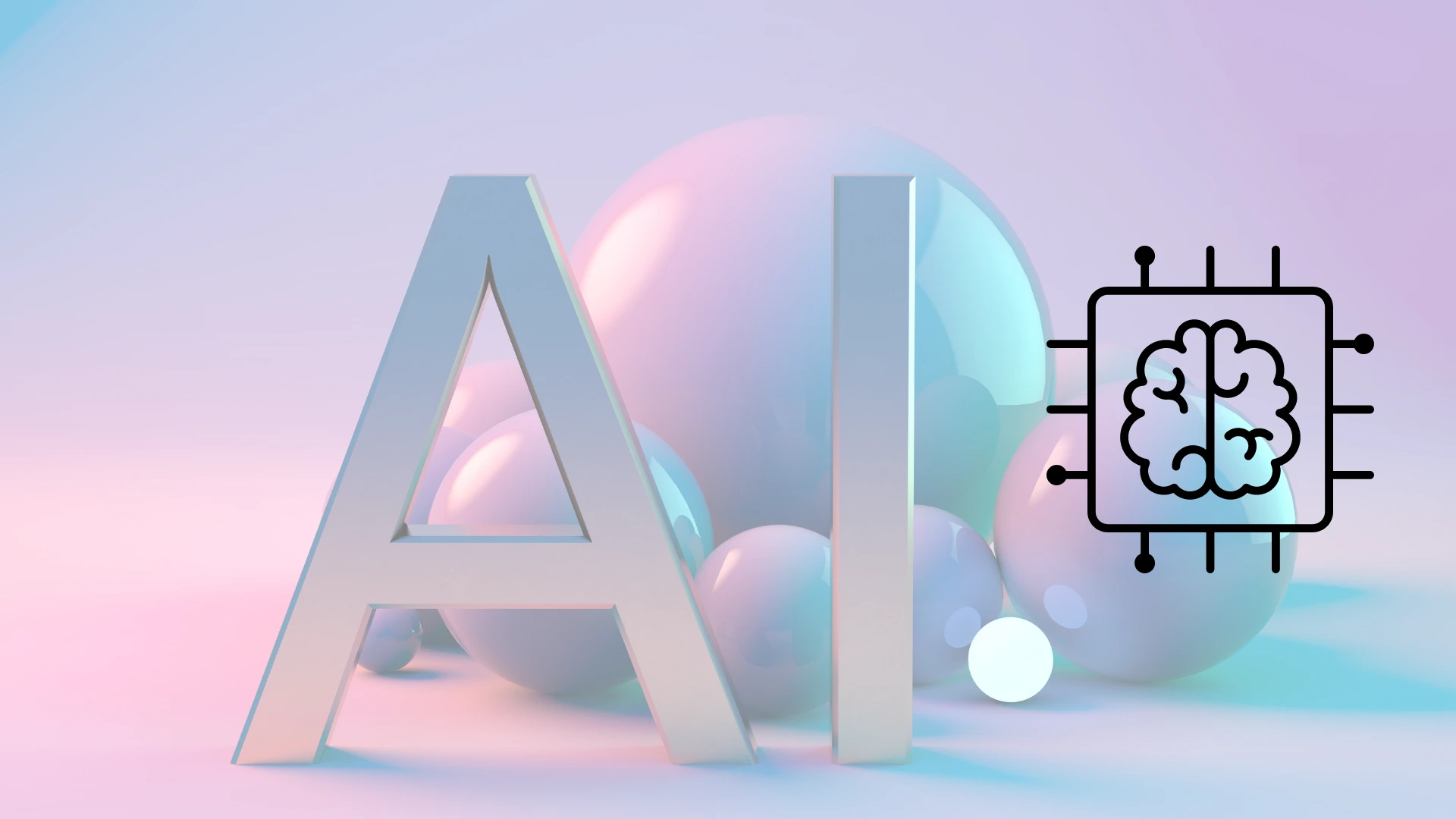 Diseño 3D minimalista con las letras "AI"
