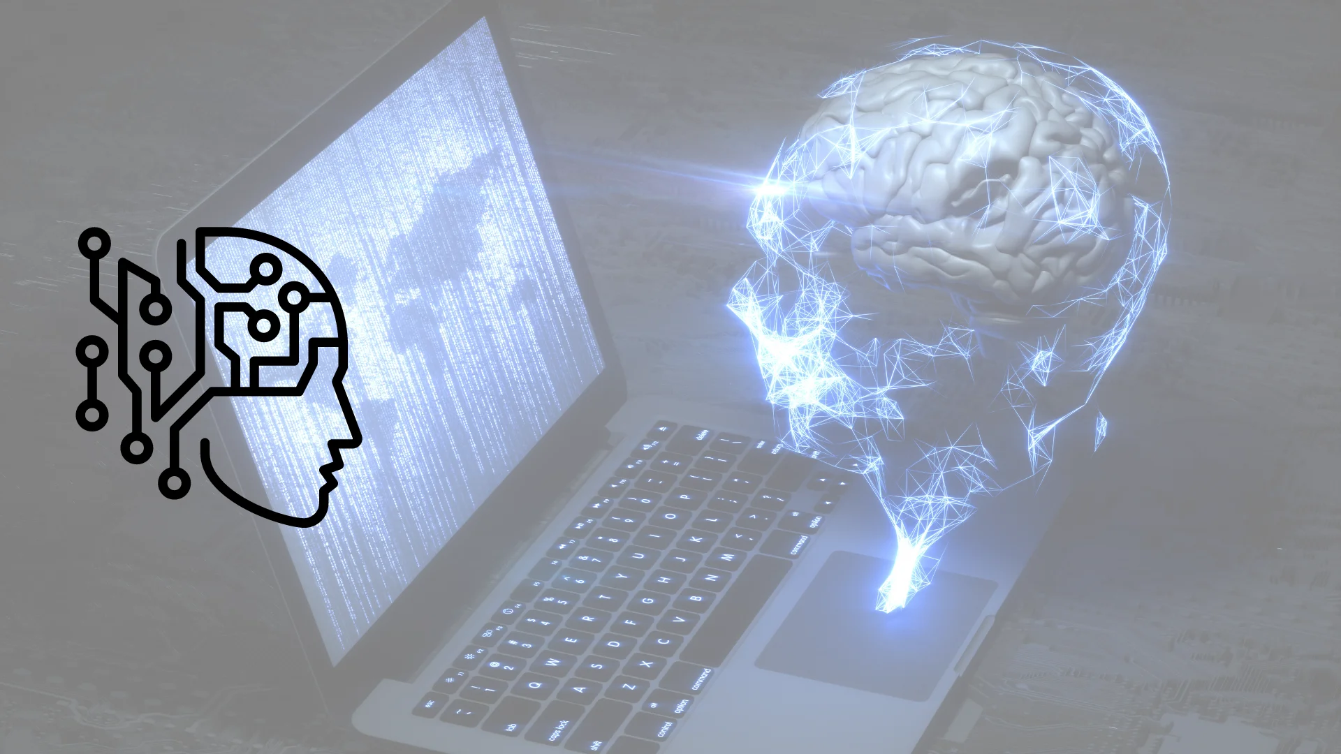 Laptop con cerebro en 3d inteligencia artificial