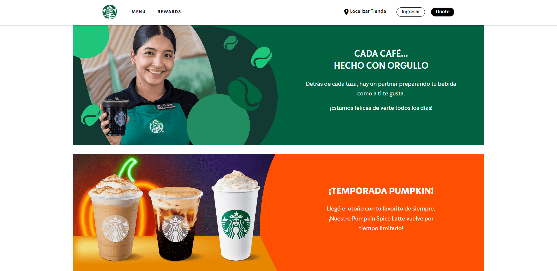Pagina web de Starbucks